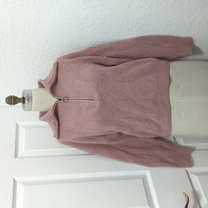 Olive & Oak Pink Knit Half Zip Pullover